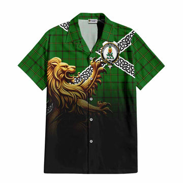 Don Crest Tartan Hawaiian Shirt with Golden Lion Emblem Celtic Style Kid - Tartan Vibes Clothing