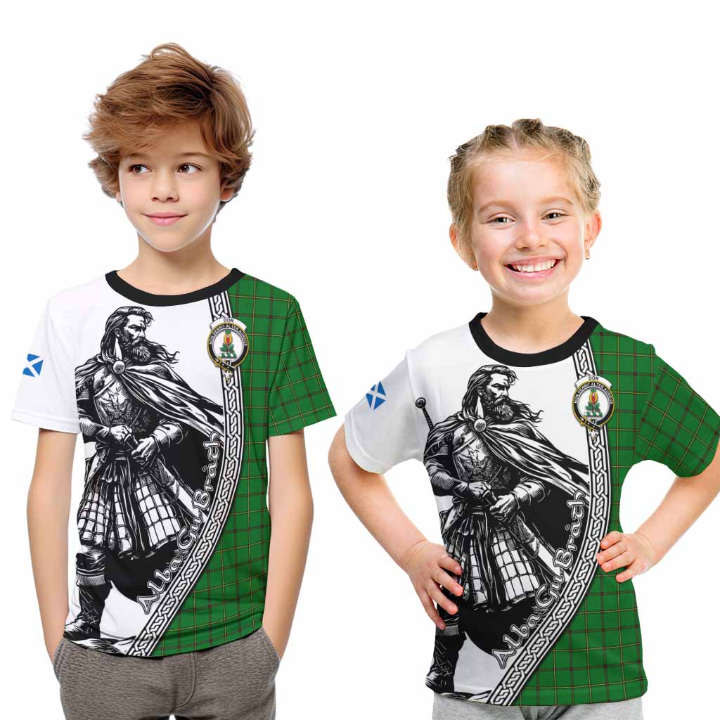 Don Tartan Clan Crest Kid T-Shirt with Highlander Warrior Celtic Style Youth XL Size14 - Tartan Vibes Clothing