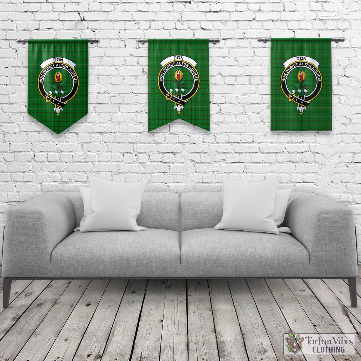 Don Tartan Gonfalon, Tartan Banner with Family Crest Rectangle - Tartan Vibes Clothing