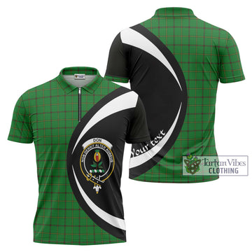 Don Tartan Zipper Polo Shirt with Family Crest Circle Style Unisex - Tartan Vibes Clothing