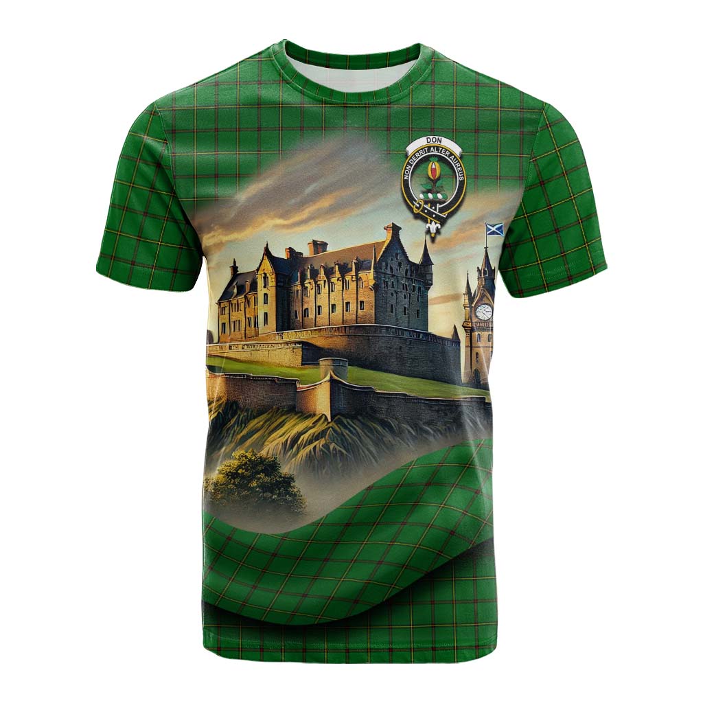 Don Tartan Family Crest Cotton T-shirt with Scottish Ancient Castle Style Kid's Shirt - Tartan Vibes Clothing