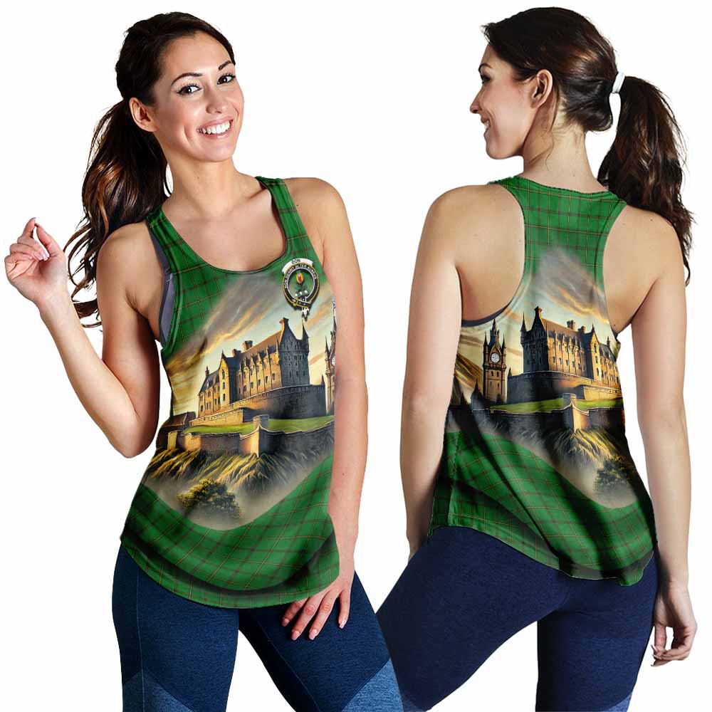 Don Tartan Family Crest Women's Racerback Tanks with Scottish Ancient Castle Style 4XL - Tartan Vibes Clothing