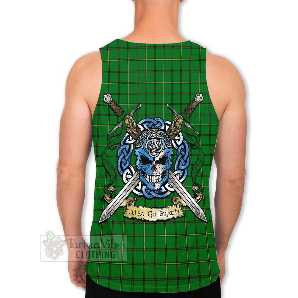 Don Tartan Men's Tank Top with Family Crest Celtic Skull Style Men - Tartan Vibes Clothing