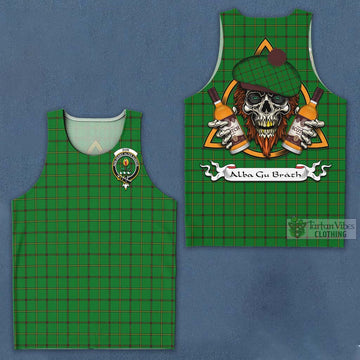 Don Tartan Men's Tank Top with Family Crest and Bearded Skull Holding Bottles of Whiskey Men - Tartan Vibes Clothing
