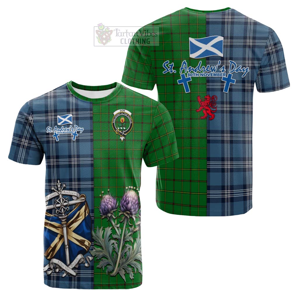 Don Tartan Cotton T-shirt Happy St. Andrew's Day Half Tartan Style Kid's Shirt - Tartan Vibes Clothing