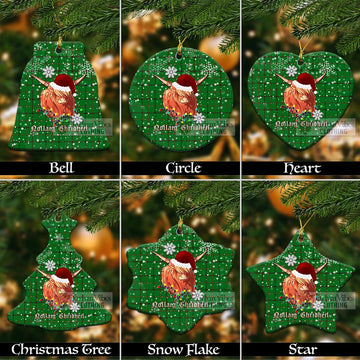 Don Tartan Christmas Ceramic Ornaments with Twinkle Highland Cattle Ceramic - Tartan Vibes Clothing