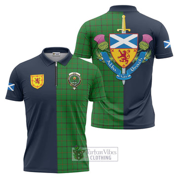 Don Tartan Zipper Polo Shirt Alba with Scottish Lion Royal Arm Half Style Unisex - Tartan Vibes Clothing
