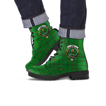 Don Tartan Leather Boots with Family Crest Men' Boots - Tartan Vibes Clothing