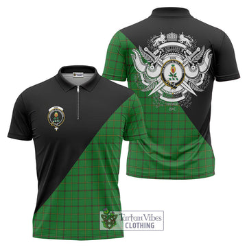 Don Tartan Zipper Polo Shirt with Family Crest and Military Logo Style Unisex - Tartan Vibes Clothing