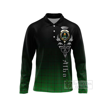 Don Tartan Long Sleeve Polo Shirt Featuring Alba Gu Brath Family Crest Celtic Inspired Unisex - Tartan Vibes Clothing