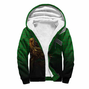 Don Crest Tartan Sherpa Hoodie with Golden Lion Emblem Celtic Style Unisex S - Tartan Vibes Clothing