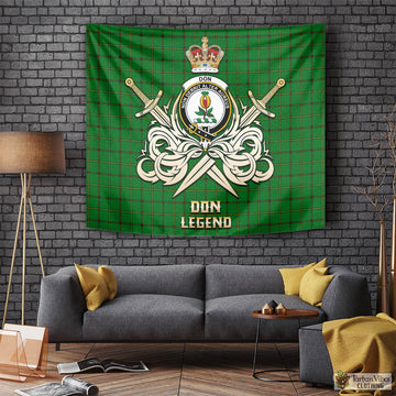Don Tartan Tapestry with Clan Crest and the Golden Sword of Courageous Legacy Tapestry - Tartan Vibes Clothing