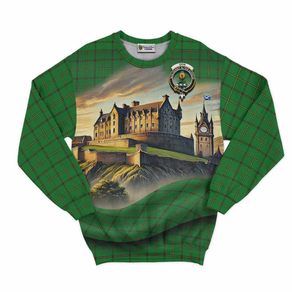 Don Tartan Family Crest Sweatshirt with Scottish Ancient Castle Style Unisex - Tartan Vibes Clothing