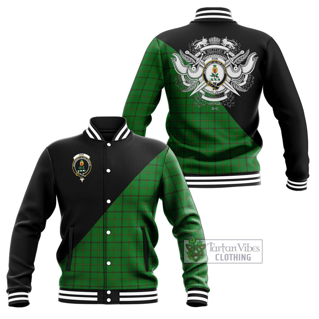 Don Tartan Baseball Jacket with Family Crest and Military Logo Style Unisex - Tartan Vibes Clothing