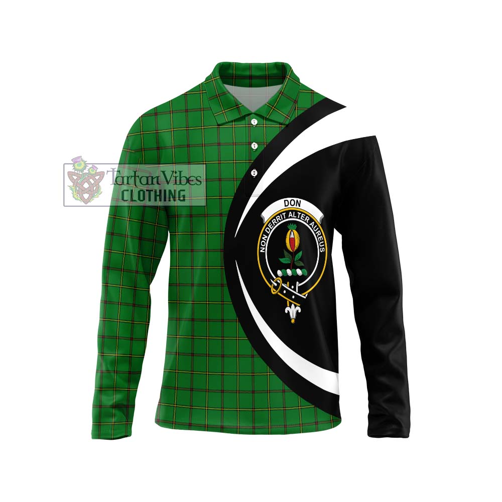 Don Tartan Long Sleeve Polo Shirt with Family Crest Circle Style Unisex - Tartan Vibes Clothing