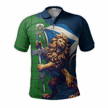 Don Tartan Family Crest Men's Polo Shirt with Scottish Majestic Lion Kid - Tartan Vibes Clothing