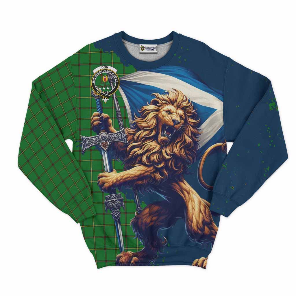 Don Tartan Family Crest Sweatshirt with Scottish Majestic Lion Unisex - Tartan Vibes Clothing
