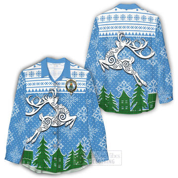 Don Clan Christmas Women's Casual Shirt Celtic Reindeer Style - Tartan Vibes Clothing