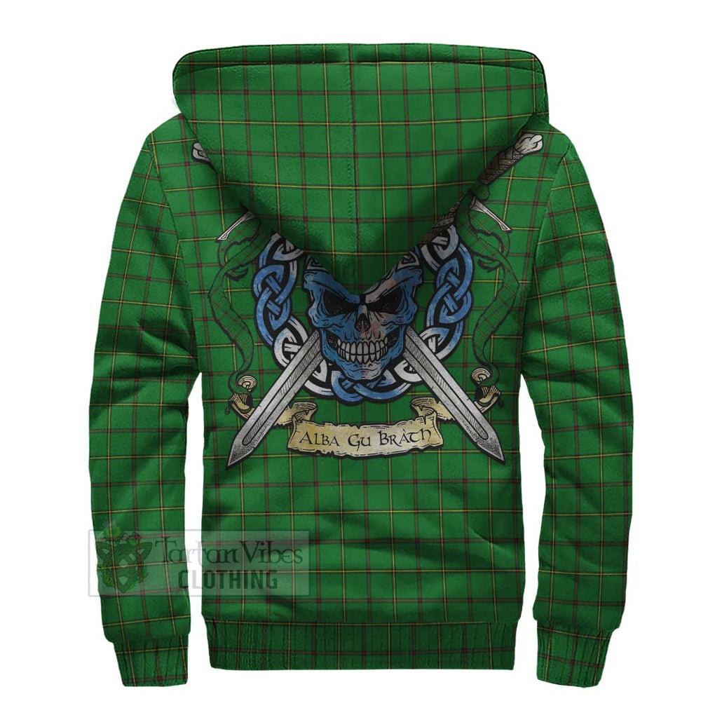 Don Tartan Sherpa Hoodie with Family Crest Celtic Skull Style - Tartan Vibes Clothing