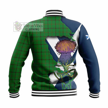 Tartan Vibes Clothing Don Tartan Family Crest Baseball Jacket Scottish Thistle Celtic Inspired