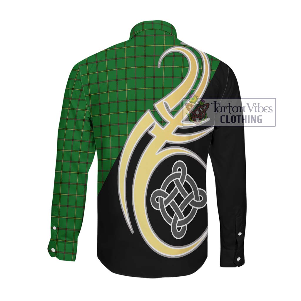 Don Tartan Long Sleeve Button Shirt with Family Crest and Celtic Symbol Style Men's Shirt - Tartan Vibes Clothing