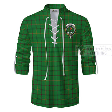 Don Tartan Ghillie Kilt Shirt with Family Crest Celtic Skull Style - Tartan Vibes Clothing