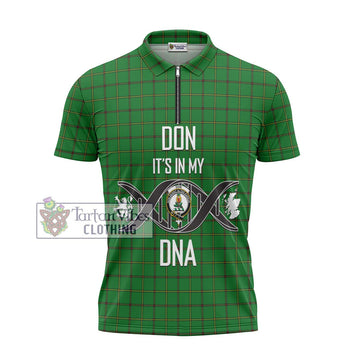 Don Tartan Zipper Polo Shirt with Family Crest DNA In Me Style - Tartan Vibes Clothing