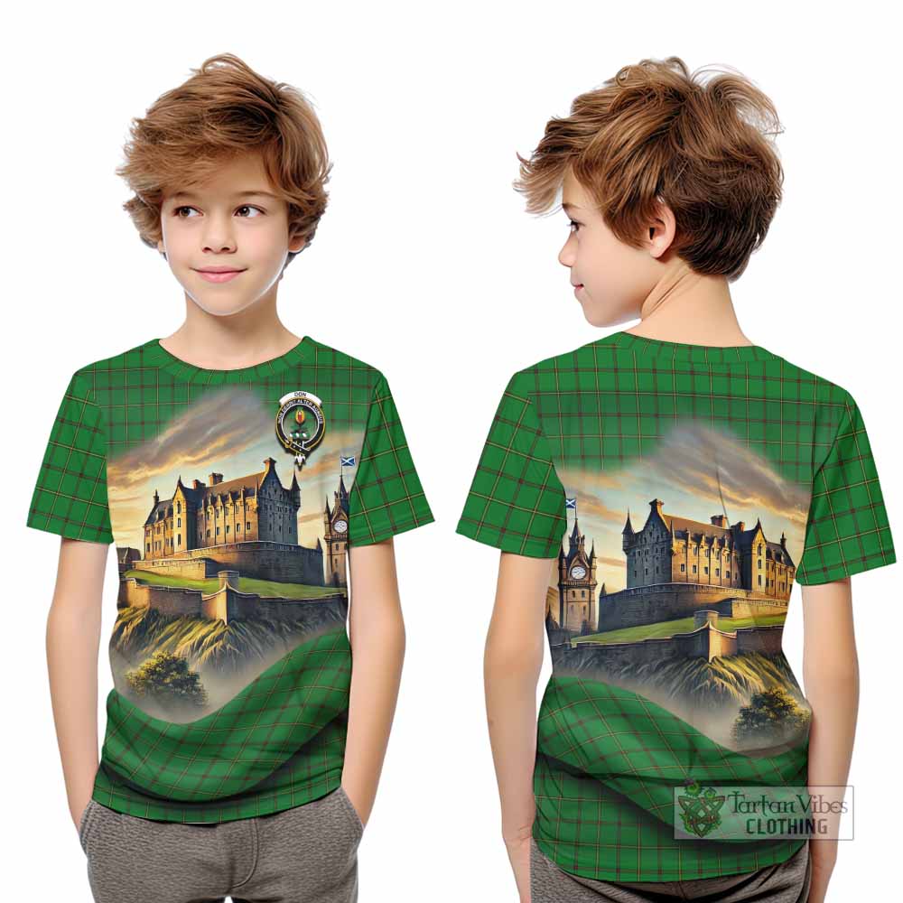Don Tartan Family Crest Kid T-Shirt with Scottish Ancient Castle Style - Tartan Vibes Clothing