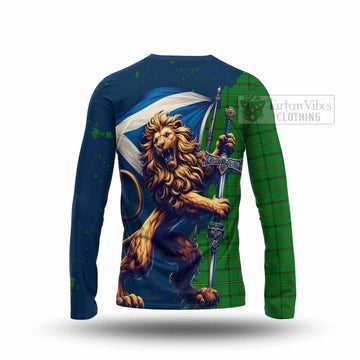 Don Tartan Family Crest Long Sleeve T-Shirt with Scottish Majestic Lion - Tartan Vibes Clothing