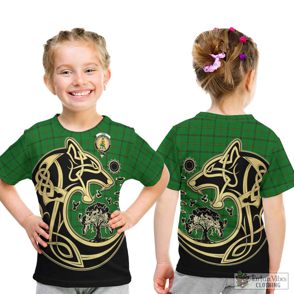 Don Tartan Kid T-Shirt with Family Crest Celtic Wolf Style - Tartan Vibes Clothing