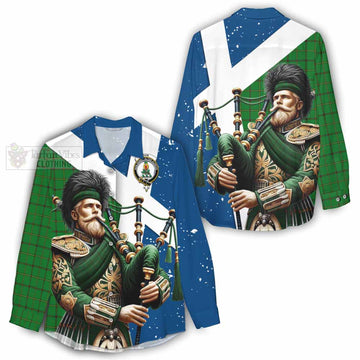 Don Tartan Women's Casual Shirt with Family Crest Scottish Bagpiper Vibes - Tartan Vibes Clothing