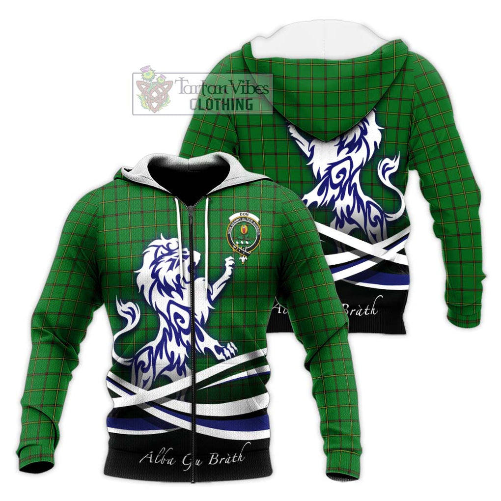 Don Tartan Knitted Hoodie with Alba Gu Brath Regal Lion Emblem Unisex Knitted Zip Hoodie - Tartan Vibes Clothing