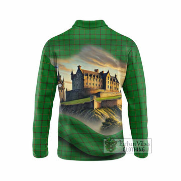 Don Tartan Family Crest Long Sleeve Polo Shirt with Scottish Ancient Castle Style - Tartan Vibes Clothing