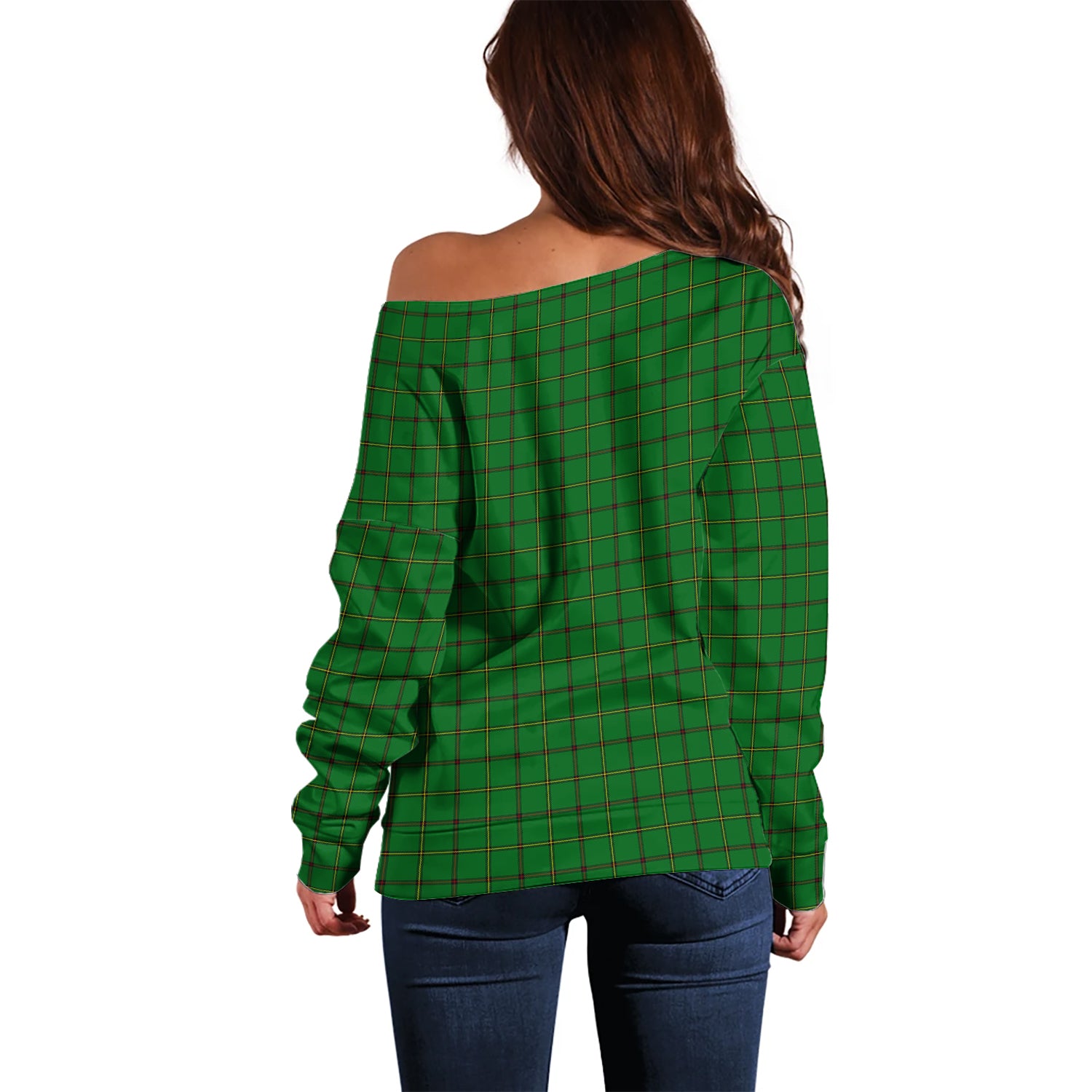 Don Tartan Off Shoulder Women Sweater with Family Crest - Tartan Vibes Clothing