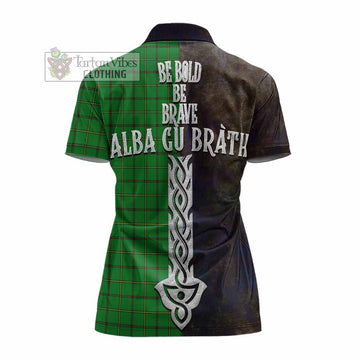 Don Tartan Family Crest Women's Polo Shirt Alba Gu Brath Be Brave Lion Ancient Style - Tartan Vibes Clothing