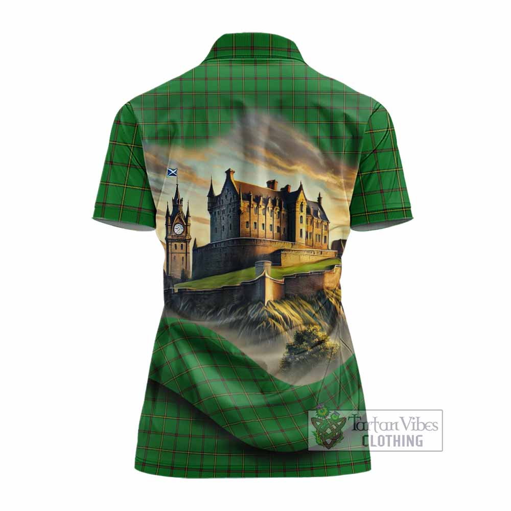 Don Tartan Family Crest Women's Polo Shirt with Scottish Ancient Castle Style - Tartan Vibes Clothing