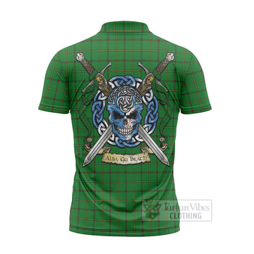 Don Tartan Zipper Polo Shirt with Family Crest Celtic Skull Style - Tartan Vibes Clothing