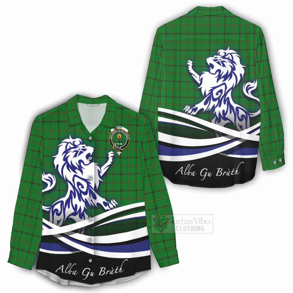 Don Tartan Women's Casual Shirt with Alba Gu Brath Regal Lion Emblem - Tartan Vibes Clothing