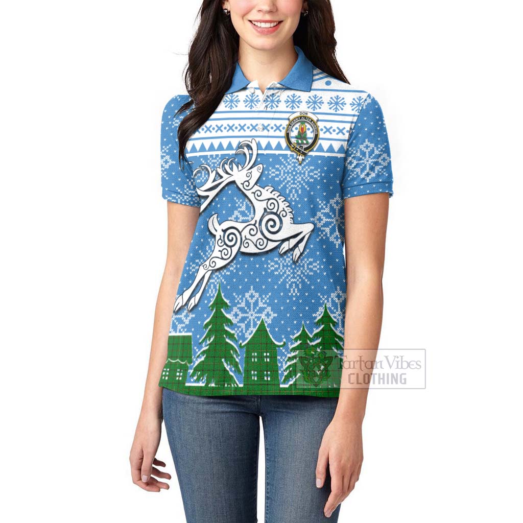 Don Clan Christmas Women's Polo Shirt Celtic Reindeer Style - Tartan Vibes Clothing