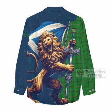 Don Tartan Family Crest Women's Casual Shirt with Scottish Majestic Lion - Tartan Vibes Clothing