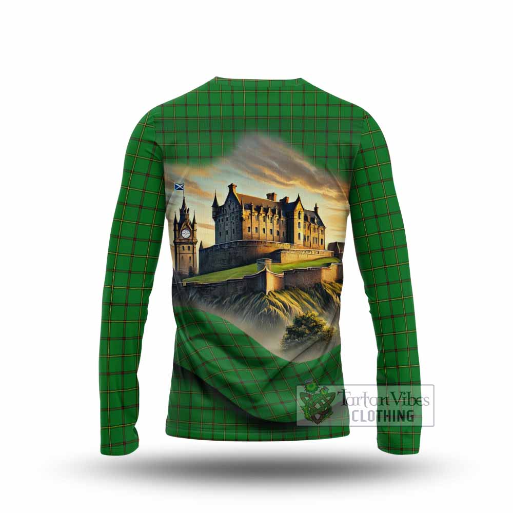 Don Tartan Family Crest Long Sleeve T-Shirt with Scottish Ancient Castle Style - Tartan Vibes Clothing
