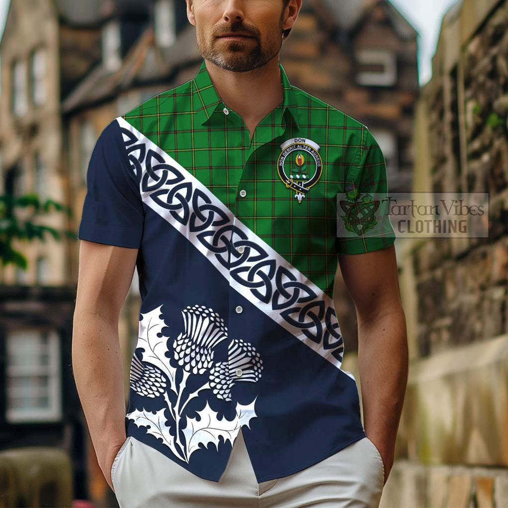 Don Tartan Hawaiian Shirt Featuring Thistle and Scotland Map - Tartan Vibes Clothing