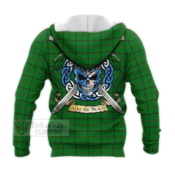 Don Tartan Knitted Hoodie with Family Crest Celtic Skull Style - Tartan Vibes Clothing