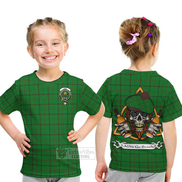 Don Tartan Kid T-Shirt with Family Crest and Bearded Skull Holding Bottles of Whiskey - Tartan Vibes Clothing