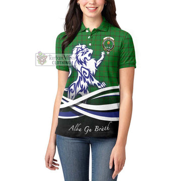 Don Tartan Women's Polo Shirt with Alba Gu Brath Regal Lion Emblem - Tartan Vibes Clothing
