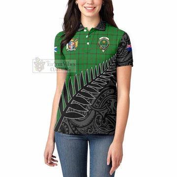 Don Crest Tartan Women's Polo Shirt with New Zealand Silver Fern Half Style - Tartan Vibes Clothing