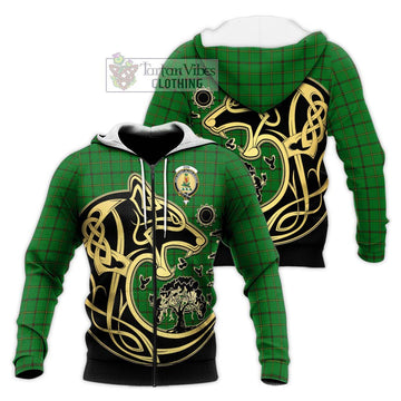Don Tartan Knitted Hoodie with Family Crest Celtic Wolf Style Unisex Knitted Zip Hoodie - Tartan Vibes Clothing