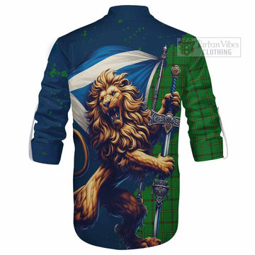 Don Tartan Family Crest Ghillie Kilt Shirt with Scottish Majestic Lion - Tartan Vibes Clothing