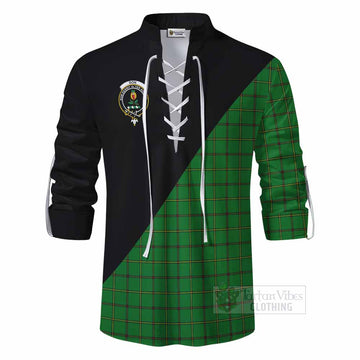 Don Tartan Ghillie Kilt Shirt with Family Crest and Military Logo Style - Tartan Vibes Clothing