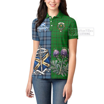 Don Tartan Women's Polo Shirt Happy St. Andrew's Day Half Tartan Style - Tartan Vibes Clothing